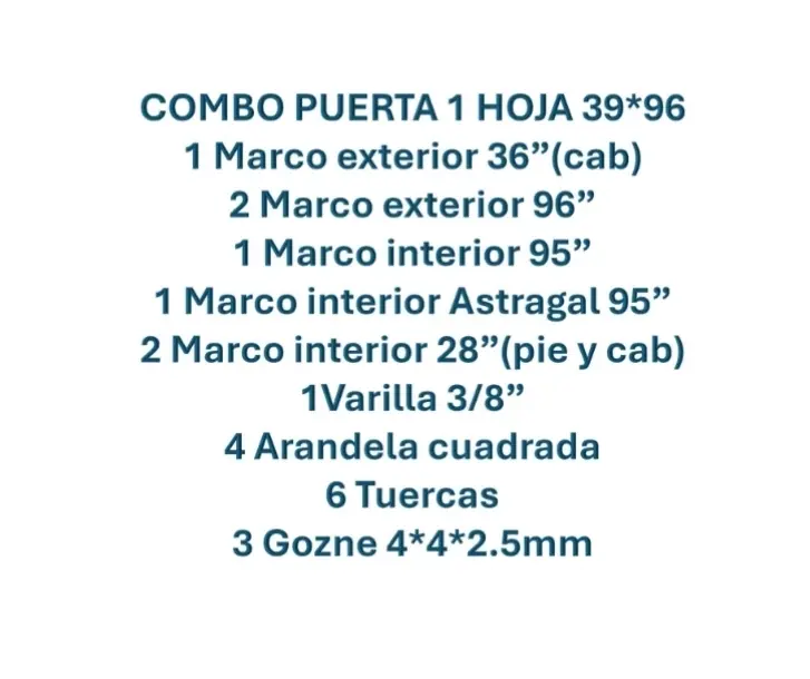 BLANCO - COMBO Puerta Entrada 1 Hoja con Perforaciones (VIETNAM)
