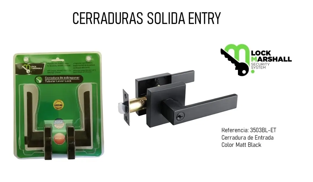 LM-NEGRO-Cerradura Cuadrada Level con Llave (3503BL-ET)
