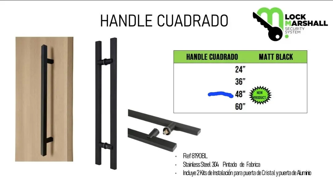 LM-NEGRO-HANDLE Cuadrado 48" (8190BL-48)