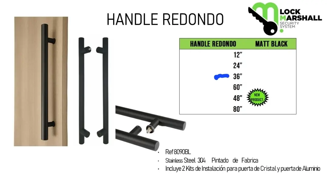 LM-NEGRO-HANDLE Redondo 36" (8090BL-36)