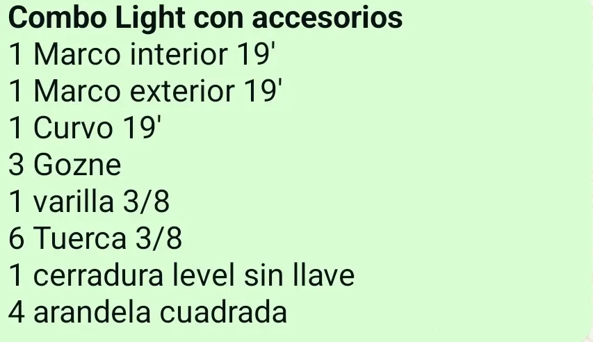 LIQUIDACION-COMBO LIGHT DUTY accesorios, sin Cristal- COSTA RICA